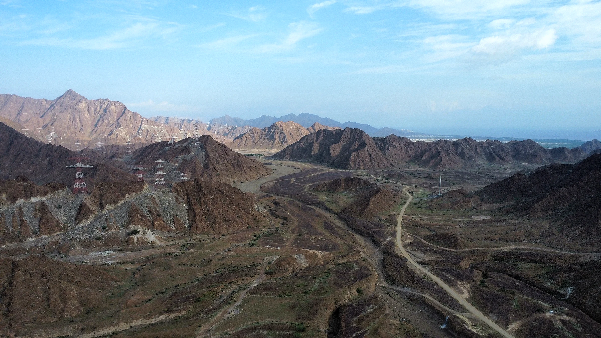 Winding road through the Hajar mountains in the UAE